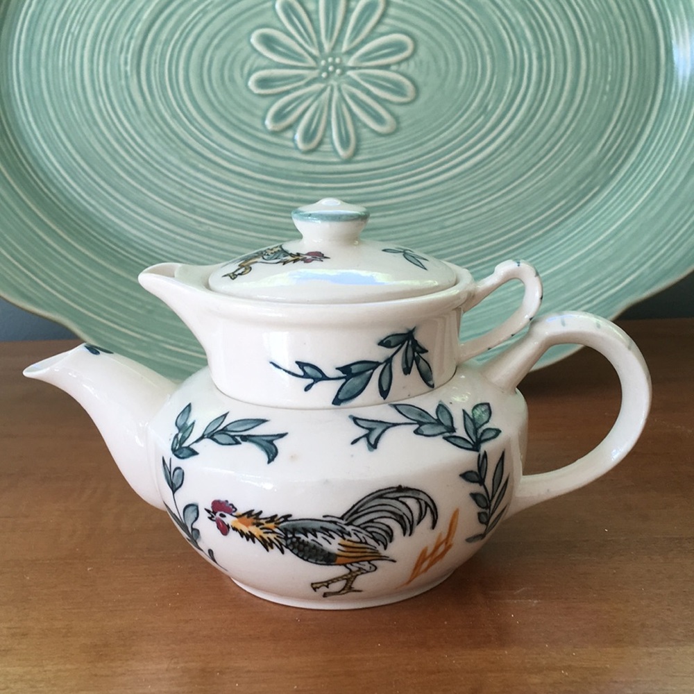 CERAMIC ROOSTER TEAPOT with Creamer - ACME China VTG
